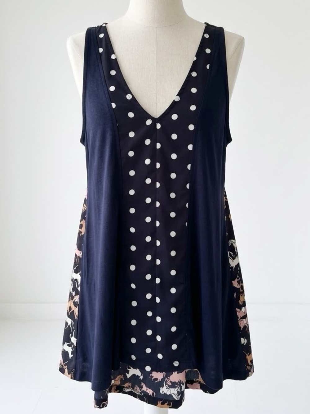 Anthropologie| Porridge| Equestrian Horse & Polka Dot Mixed Print Tank Top XS